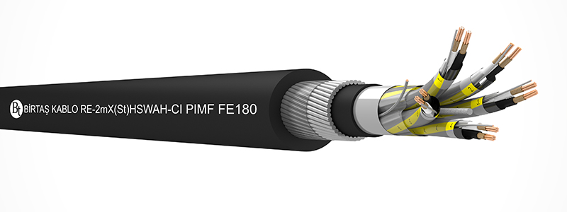 RE-m2X(St)HSWAH-CI PIMF FE180  90°C / 500 V Cu/MT/XLPE/ISCR/OSCR/LSZH/SWA/LSZH
